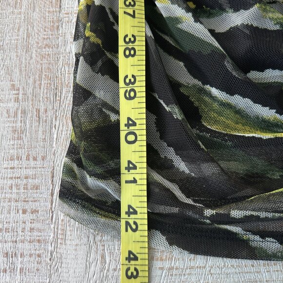 DKNY Bodycon Mesh Ruched Dress Green Black Size Extra Large NWT - Picture 10 of 11
